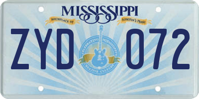 MS license plate ZYD072
