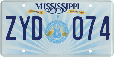 MS license plate ZYD074