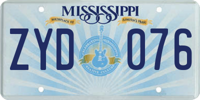 MS license plate ZYD076
