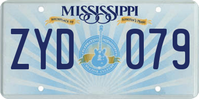 MS license plate ZYD079