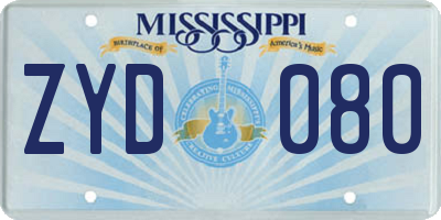 MS license plate ZYD080