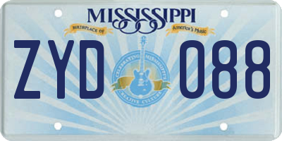 MS license plate ZYD088