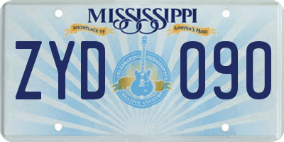MS license plate ZYD090