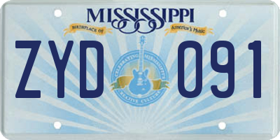 MS license plate ZYD091