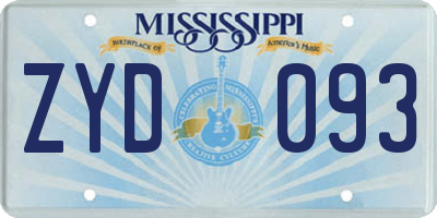 MS license plate ZYD093