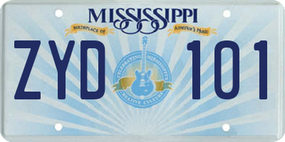 MS license plate ZYD101