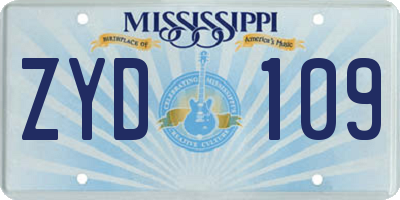 MS license plate ZYD109