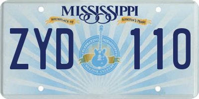 MS license plate ZYD110