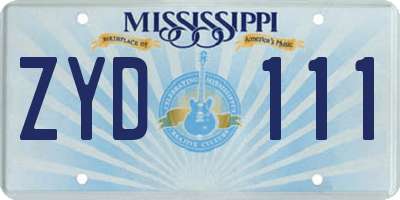 MS license plate ZYD111