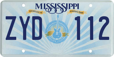 MS license plate ZYD112