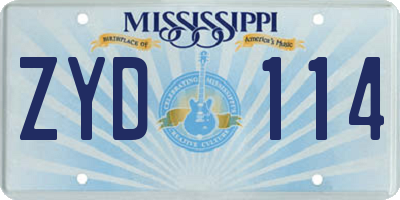 MS license plate ZYD114