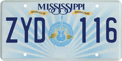 MS license plate ZYD116
