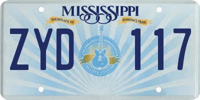 MS license plate ZYD117