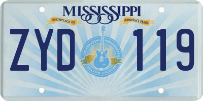MS license plate ZYD119