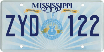MS license plate ZYD122