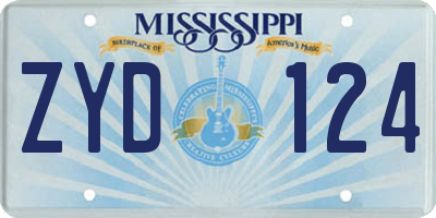 MS license plate ZYD124