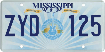 MS license plate ZYD125