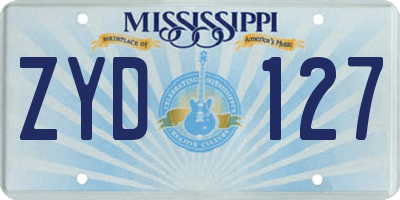 MS license plate ZYD127