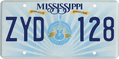 MS license plate ZYD128