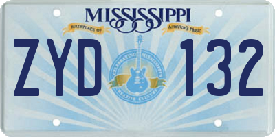 MS license plate ZYD132