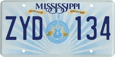 MS license plate ZYD134