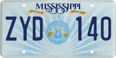 MS license plate ZYD140