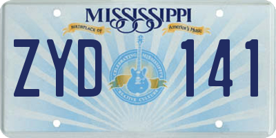MS license plate ZYD141