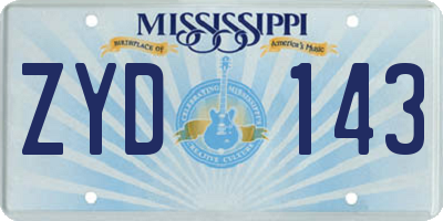 MS license plate ZYD143