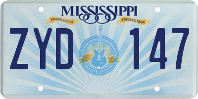 MS license plate ZYD147