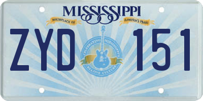 MS license plate ZYD151