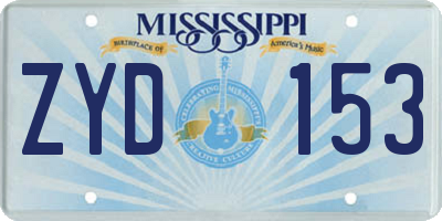 MS license plate ZYD153