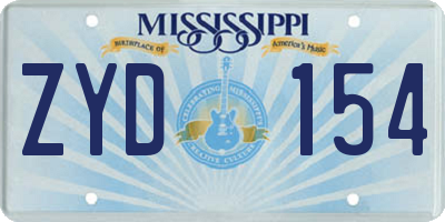 MS license plate ZYD154
