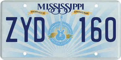 MS license plate ZYD160