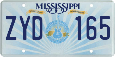 MS license plate ZYD165