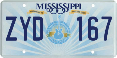 MS license plate ZYD167