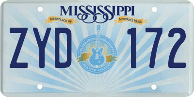 MS license plate ZYD172
