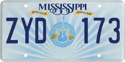 MS license plate ZYD173