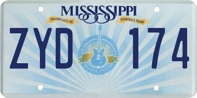 MS license plate ZYD174
