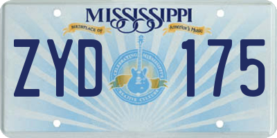 MS license plate ZYD175