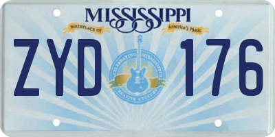 MS license plate ZYD176