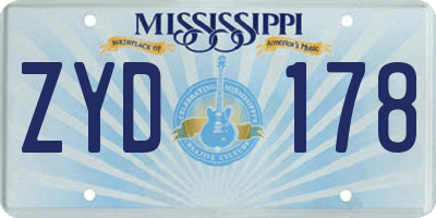 MS license plate ZYD178