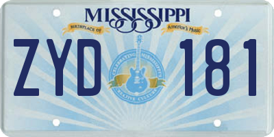 MS license plate ZYD181