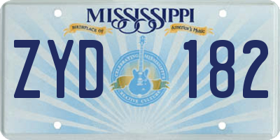 MS license plate ZYD182