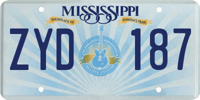 MS license plate ZYD187