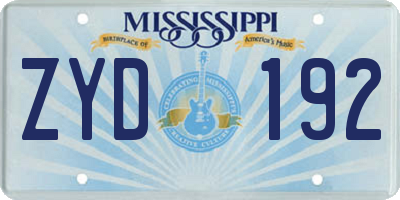 MS license plate ZYD192