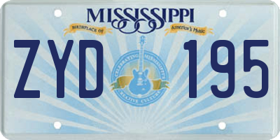 MS license plate ZYD195