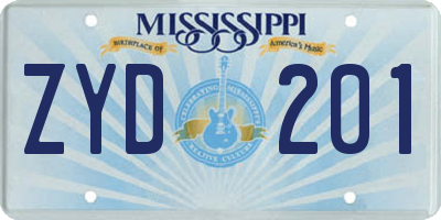 MS license plate ZYD201
