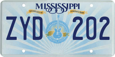 MS license plate ZYD202