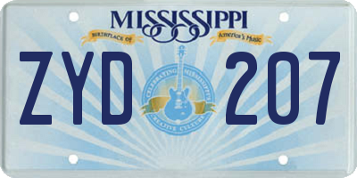 MS license plate ZYD207