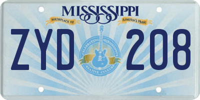 MS license plate ZYD208